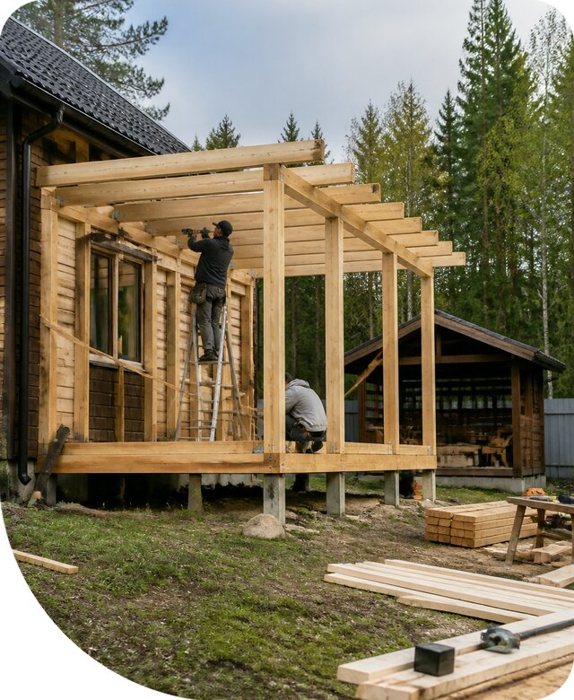 Строительство пристроек и построек на участке в Дюртюли