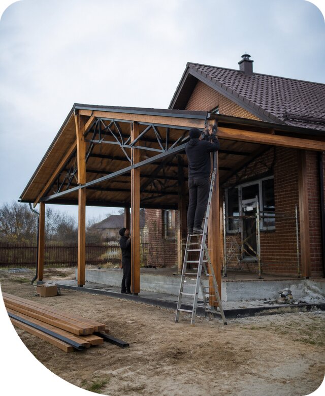 Пристройка навеса к дому и участку в Дюртюли под ключ